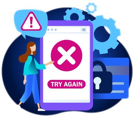 graphic with screen that says 'try again'