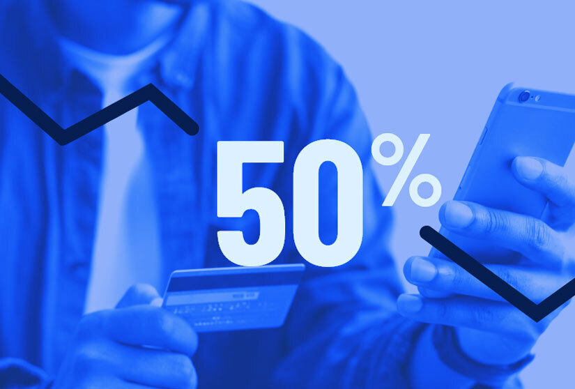 Instant insight man holding cell phone and credit card