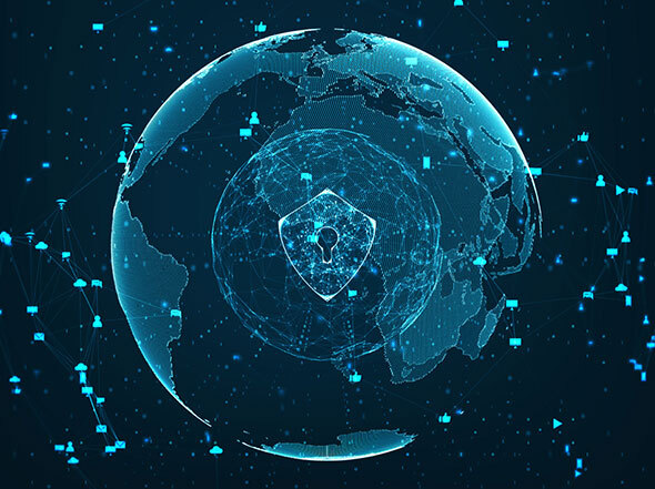 Globe with security nodes