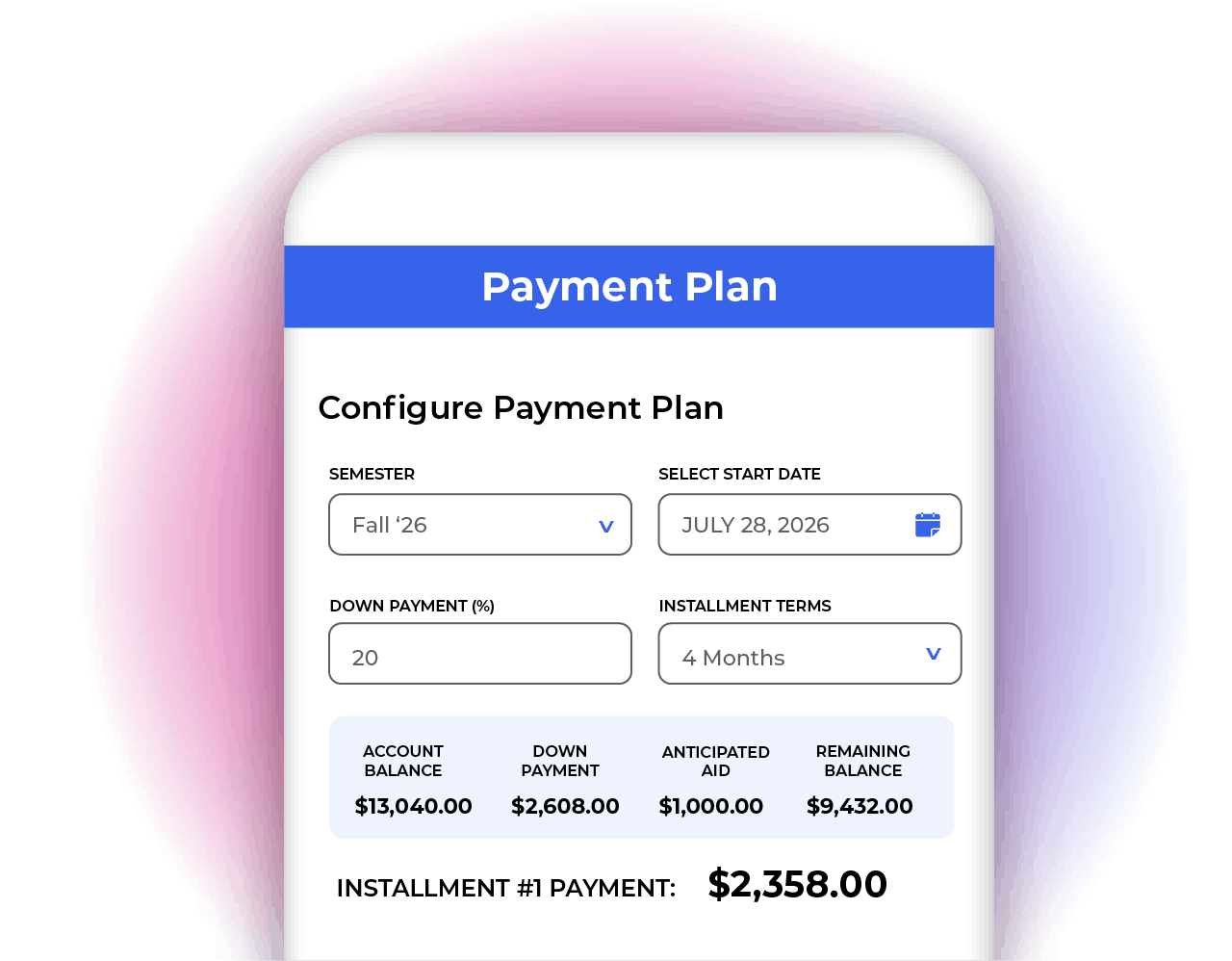 Higher education payment plan