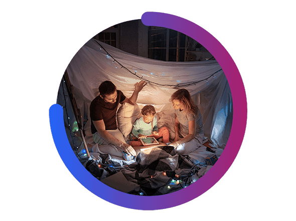 Family Sitting in Fort