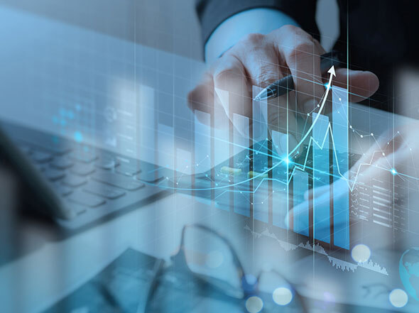 Hand Using a Pen to Point at Virtual Graph Overlay
