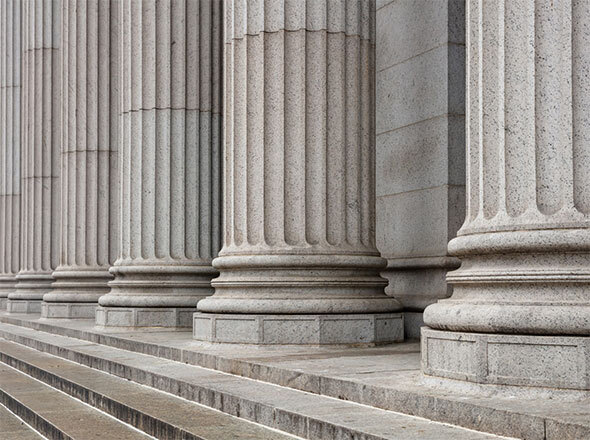 Stone Pillars Outside of Federal Building