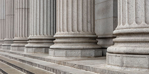 Stone Pillars Outside of Federal Building